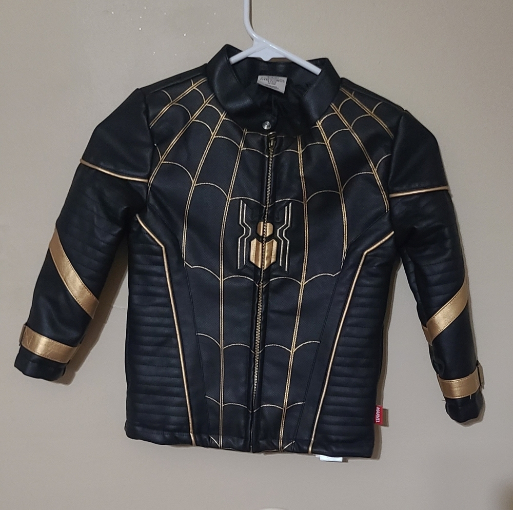 Disney Marvel Black and Gold Superhero Jacket Size 4